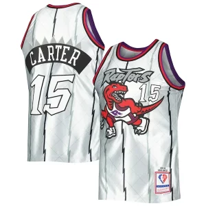 Fascinante Vince Carter Toronto Raptors 1998/99 Hardwood Classics 75th Anniversary Swingman Jersey Platinum  per la Gara Importante