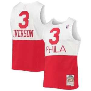 Meraviglioso Elegante Classico Allen Iverson Philadelphia 76ers 2003/2004 Hardwood Classics Swingman Jersey White/Red  per la Gara Importante