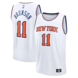 Versatile Resistente Jalen Brunson New York Knicks Fast Break Replica Player Jersey Association Edition White  per la Gara Importante