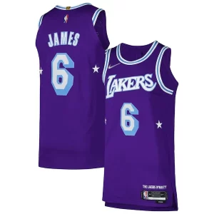 Robusto LeBron James Los Angeles Lakers Nike Authentic Player Jersey City Edition Purple  per la Gara Importante