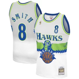 Raffinato Steve Smith Atlanta Hawks 1996 97 Hardwood Classics Reload 3.0 Swingman Jersey White  per la Gara Importante