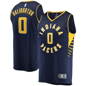 Lussuoso Tyrese Haliburton Indiana Pacers Fast Break Replica Jersey Icon Edition Navy  per la Gara Importante
