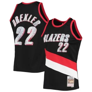 Comodo Delizioso Clyde Drexler Portland Trail Blazers 1991/92 Hardwood Classics NBA 75th Anniversary Diamond Swingman Jersey Black  per la Gara Importante