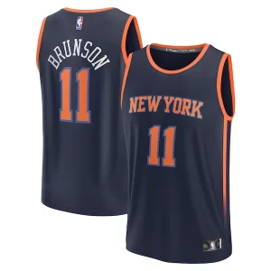 Lussuoso Jalen Brunson New York Knicks Youth Fast Break Replica Player Jersey Statement Edition Navy  per la Gara Importante