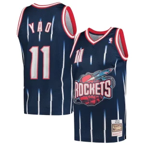 Fantastico Yao Ming Houston Rockets Hardwood Classics 2002 03 Swingman Jersey Navy  per la Gara Importante