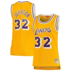 Attraente Carino Magic Johnson Los Angeles Lakers Women's 1984/85 Hardwood Classics Swingman Jersey Gold  per la Gara Importante