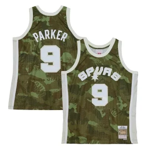 Duraturo Elegante Tony Parker San Antonio Spurs Hardwood Classics 2000/01 Ghost Green Swingman Jersey Camo  per la Gara Importante