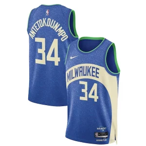 Meraviglioso Comodo Sofisticato Giannis Antetokounmpo Milwaukee Bucks Nike Unisex 2023/24 Swingman Jersey Blue City Edition  per la Gara Importante