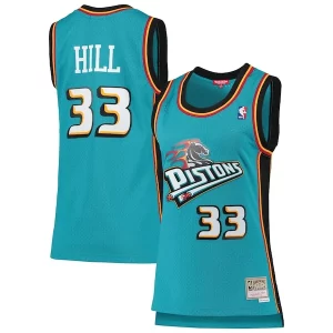 Attraente Grant Hill Detroit Pistons Women's 1998/99 Hardwood Classics Swingman Jersey Teal  per la Gara Importante