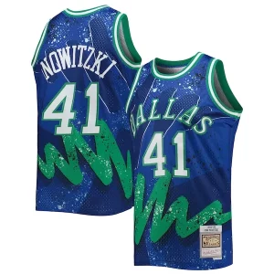 Duraturo Fantastico Magnifico Dirk Nowitzki Dallas Mavericks Hardwood Classics 1998/99 Hyper Hoops Swingman Jersey Blue  per la Gara Importante