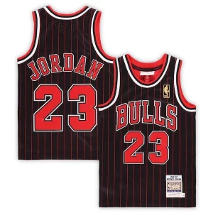 Fascinante Elegante Michael Jordan Chicago Bulls Preschool 1996/97 Hardwood Classics Authentic Jersey Black/Red/White  per la Gara Importante