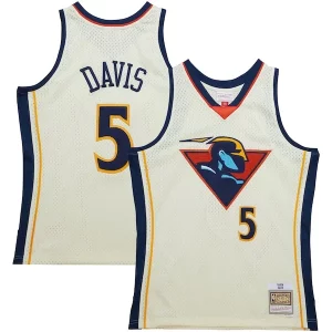Resistente Baron Davis Golden State Warriors Chainstitch Swingman Jersey Cream  per la Gara Importante