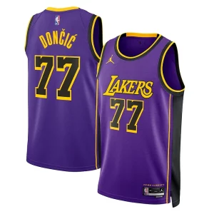 Magnifico Sofisticato Luka Dončić Los Angeles Lakers Jordan Brand Statement Edition Swingman Jersey Purple  per la Gara Importante