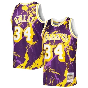 Resistente Magnifico Shaquille O'Neal Los Angeles Lakers 1996/97 Hardwood Classics Marble Swingman Jersey Purple  per la Gara Importante