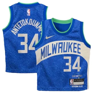 Incantevole Bellissimo Magnifico Giannis Antetokounmpo Milwaukee Bucks Nike Toddler Swingman Replica Jersey City Edition Royal  per la Gara Importante