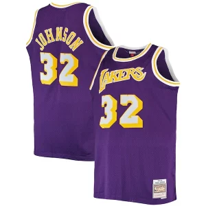 Trendy Ottimo Magic Johnson Los Angeles Lakers Big & Tall 1984/85 Hardwood Classics Swingman Jersey Purple  per la Gara Importante