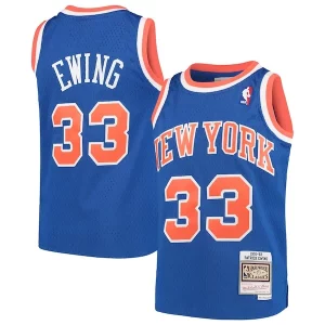 Meraviglioso Patrick Ewing New York Knicks Youth Hardwood Classics Swingman Throwback Jersey Blue  per la Gara Importante