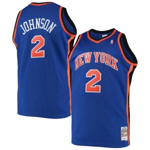 Ottimo Prestigioso Larry Johnson New York Knicks 1998/99 Big & Tall Hardwood Classics Swingman Jersey Blue  per la Gara Importante