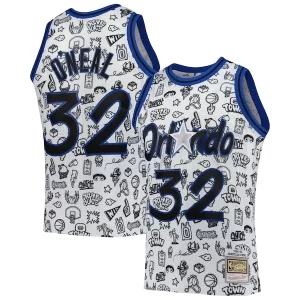 Delizioso Comodo Classico Shaquille O'Neal Orlando Magic 1994/95 Hardwood Classics Doodle Swingman Player Jersey White  per la Gara Importante