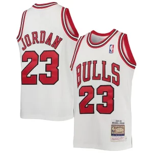 Moderno Magnifico Prestigioso Michael Jordan Chicago Bulls Youth 1997/98 Hardwood Classics Authentic Jersey White/Black/Red  per la Gara Importante