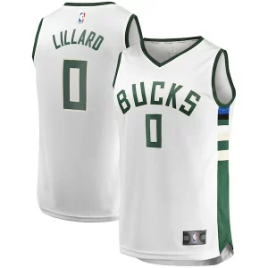 Robusto Damian Lillard Milwaukee Bucks Youth Fast Break Player Jersey Association Edition White  per la Gara Importante