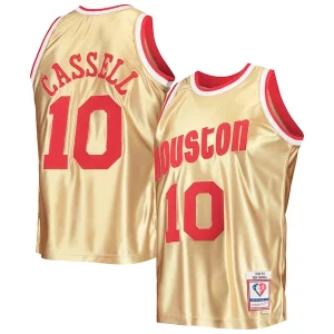 Raffinato Sam Cassell Houston Rockets 75th Anniversary 1993/94 Hardwood Classics Swingman Jersey Gold  per la Gara Importante