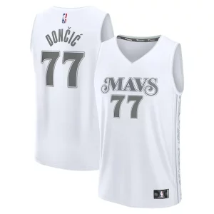 Magnifico Luka Dončić Dallas Mavericks Youth 2024/25 Fast Break Player Jersey City Edition White  per la Gara Importante