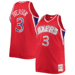 Duraturo Prestigioso Allen Iverson Philadelphia 76ers Big & Tall 1996/97 NBA 75th Anniversary Diamond Swingman Jersey Red  per la Gara Importante