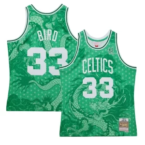 Moderno Incantevole Bellissimo Larry Bird Boston Celtics 1985/86 Hardwood Classics Asian Heritage 6.0 Swingman Throwback Player Jersey Kelly Green  per la Gara Importante