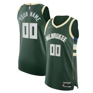 Splendido Milwaukee Bucks Nike 2021/22 Diamond Authentic Custom Jersey Icon Edition Hunter Green  per la Gara Importante