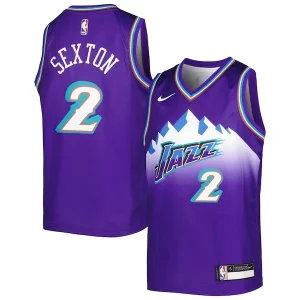 Pratico Trendy Elegante Collin Sexton Utah Jazz Nike Youth 2022/23 Swingman Jersey City Edition Purple  per la Gara Importante
