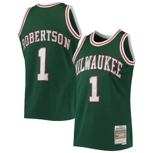 Trendy Oscar Robertson Milwaukee Bucks 1996/97 Hardwood Classics NBA 75th Anniversary Diamond Swingman Jersey Green  per la Gara Importante