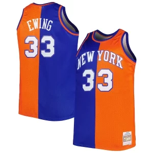 Duraturo Cool Patrick Ewing New York Knicks Big & Tall Hardwood Classics 1991/92 Split Swingman Jersey Blue/Orange  per la Gara Importante