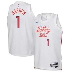Duraturo James Harden Philadelphia 76ers Nike Youth 2022/23 Swingman Jersey City Edition White  per la Gara Importante