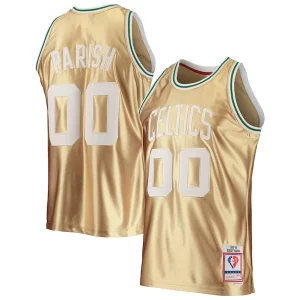 Trendy Robert Parish Boston Celtics 75th Anniversary 1985/86 Hardwood Classics Swingman Jersey Gold  per la Gara Importante