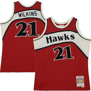 Attraente Dominique Wilkins Atlanta Hawks 1986/87 Hardwood Classics Off Court Swingman Jersey Red  per la Gara Importante