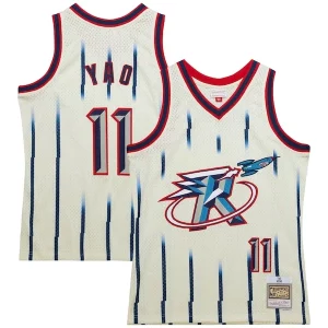 Meraviglioso Resistente Pratico Yao Ming Houston Rockets Chainstitch Swingman Jersey Cream  per la Gara Importante