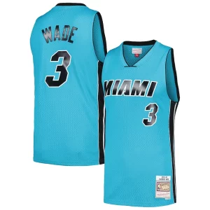 Robusto Dwyane Wade Miami Heat Hardwood Classics 2005/06 Tropical Swingman Jersey Blue  per la Gara Importante