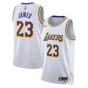 Accattivante LeBron James Los Angeles Lakers Nike Unisex Swingman Jersey Association Edition White/Gold  per la Gara Importante