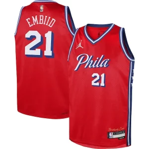 Lussuoso Joel Embiid Philadelphia 76ers Jordan Brand Youth Swingman Jersey Statement Edition Red  per la Gara Importante