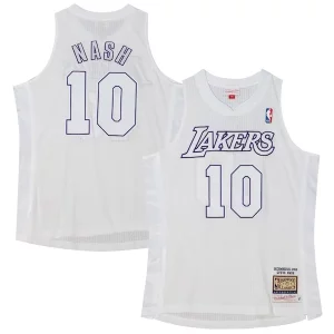 Prestigioso Gorgeous Steve Nash Los Angeles Lakers 2012 Authentic Player Jersey White  per la Gara Importante