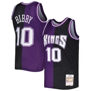 Lussuoso Trendy Mike Bibby Sacramento Kings Hardwood Classics 2001/02 Split Swingman Jersey Purple/Black  per la Gara Importante