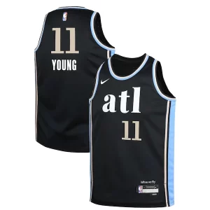 Resistente Eccezionale Trae Young Atlanta Hawks Nike Youth Swingman Replica Jersey City Edition Black  per la Gara Importante