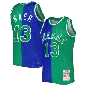Fantastico Raffinato Steve Nash Dallas Mavericks Hardwood Classics 1998/99 Split Swingman Jersey Blue/Green  per la Gara Importante