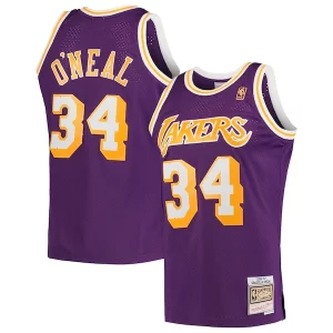 Magnifico Shaquille O'Neal Los Angeles Lakers Hardwood Classics Swingman Jersey Purple/Royal/Gold  per la Gara Importante