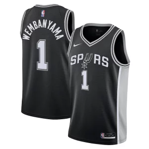 Moderno Victor Wembanyama San Antonio Spurs Nike Youth 2023 NBA Draft First Round Pick Swingman Jersey Icon Edition Black  per la Gara Importante