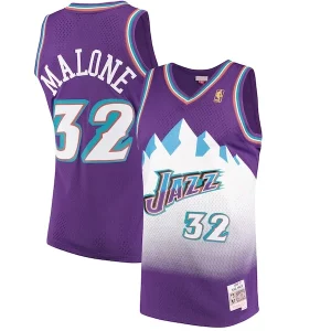 Fascinante Bellissimo Moderno Karl Malone Utah Jazz 1996/97 Hardwood Classics Swingman Jersey Purple  per la Gara Importante