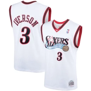 Attraente Allen Iverson Philadelphia 76ers Hardwood Classics Swingman Jersey White/Royal  per la Gara Importante