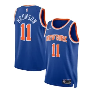 Accattivante Jalen Brunson New York Knicks Nike Unisex Swingman Jersey Icon Edition Blue  per la Gara Importante
