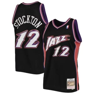 Raffinato Lussuoso John Stockton Utah Jazz 1998/99 Hardwood Classics Swingman Jersey Black  per la Gara Importante